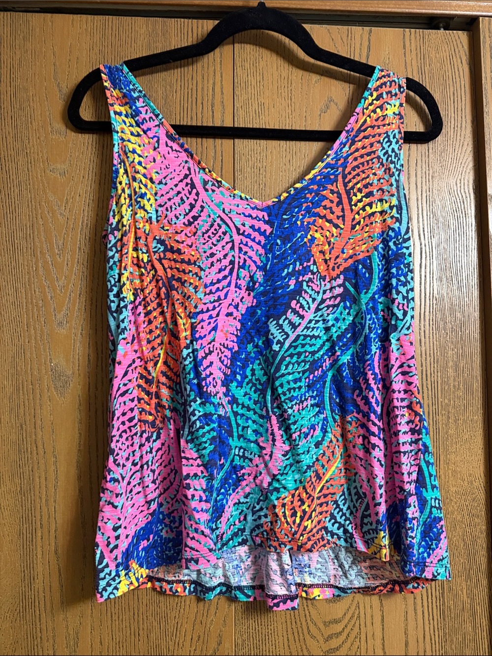 Lilly Pulitzer Vibrant Multicolor Leaf-Print Women's Tank Top size small